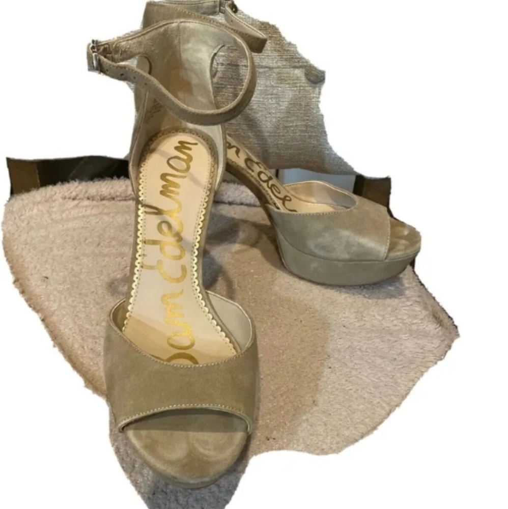 Sam Edelman Jerin Heels, Women's Size 9.5 M, Oatmeal Suede NEW